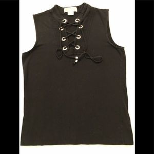 MichealKors black sleeves gold lace holes